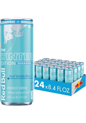 (24 Pack) Red Bull Sugar Free Winter Iced Vanilla Berry Energy Drink, 8.4 Fl Oz