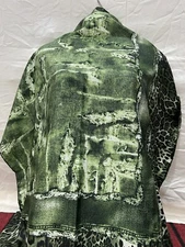 Versace 1969 Camouflage Green Square Silk Scarf Stole