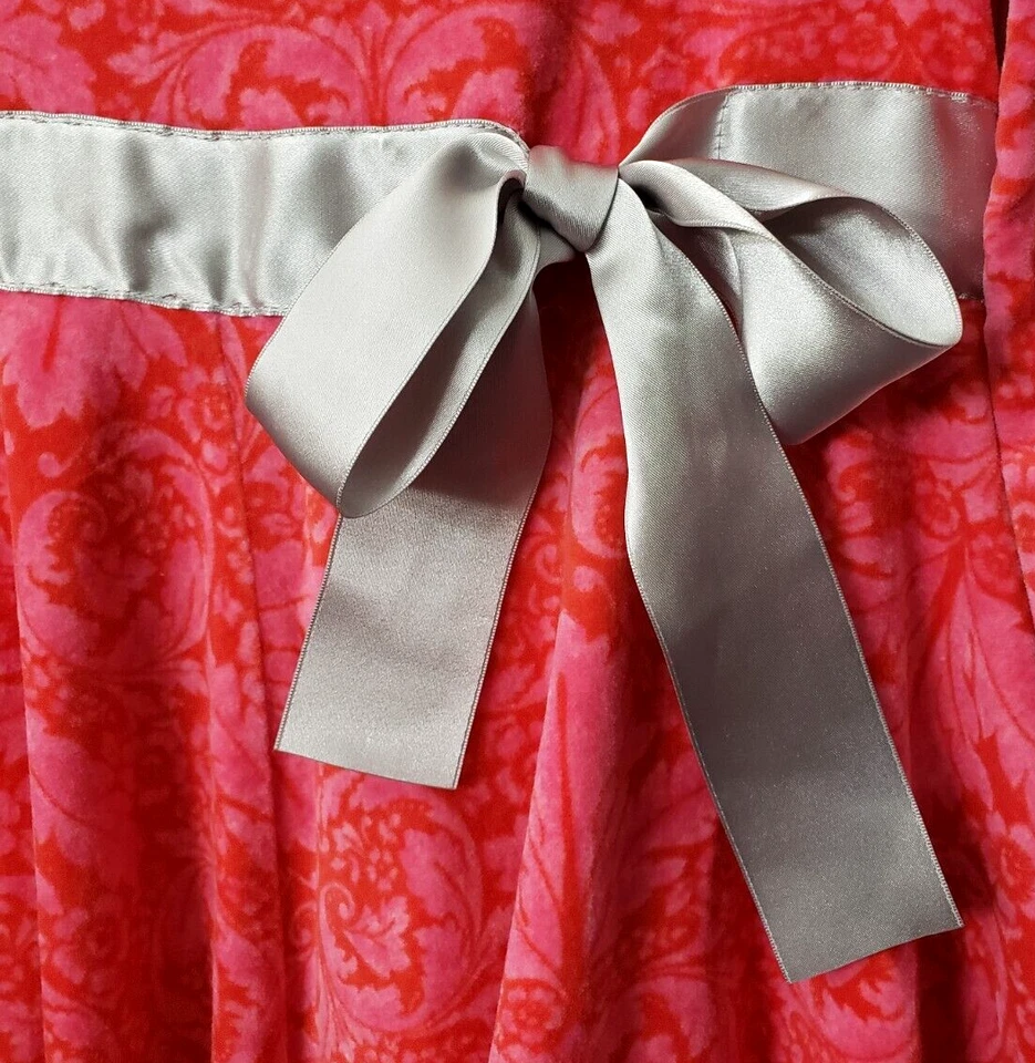 Vestido de Terciopelo Navidad Bebé Lulu 7 8 Papel Pintado Lazo Rosa Rojo Manga Larga De Colección Años 90 Foto 4 de 4