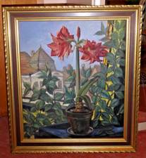 Amaryllis am Fenster - Oel/Lwd. - sign. und dat. - 1943 - Neue Sachlichkeit