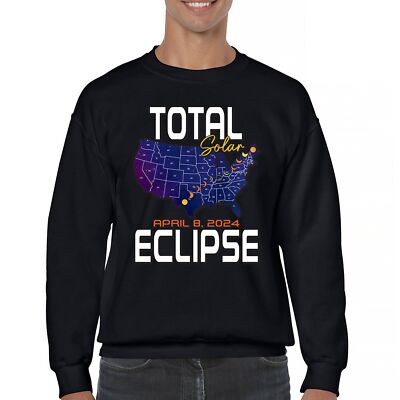 Total Solar Eclipse Map Sweatshirt April 8 2024 Watch Party Sun Moon Crewneck