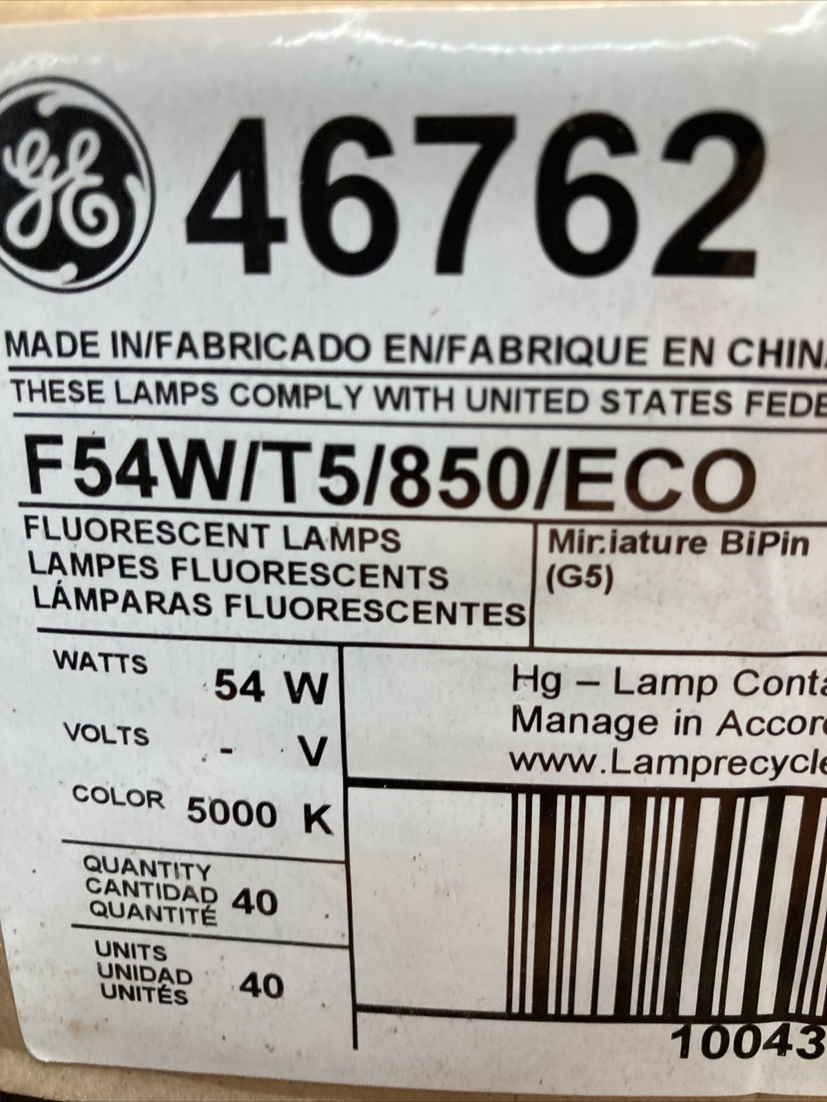 GE 46762 54-watt Straight T5 Tube Light for sale online | eBay