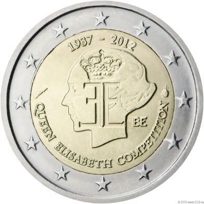 2012 Belgium   2 Euro UNC Coin ''Queen Elisabeth Music Competition 75 Years''