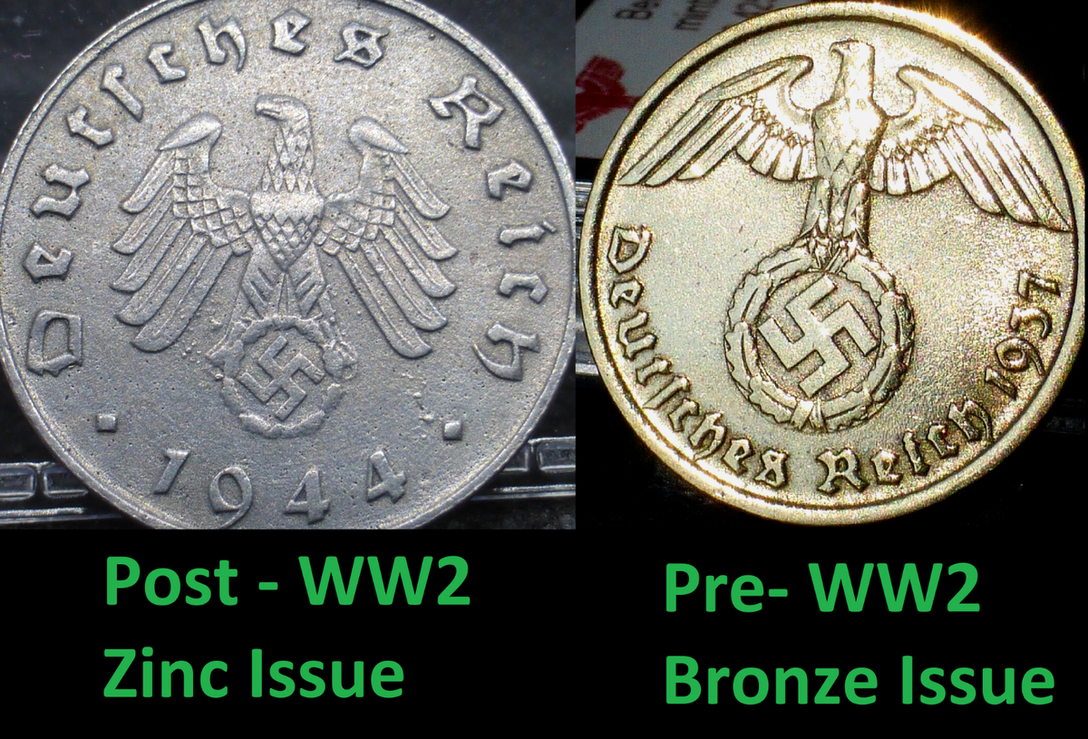 Nazi Germany Pre and Post WW2 Rare Coin Set 10 Reichspfennig Third