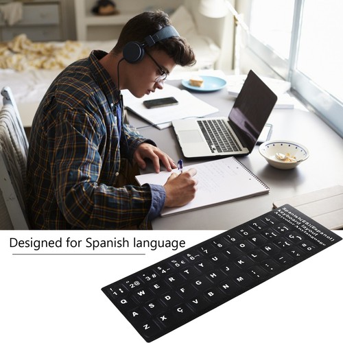 Keyboard Sticker Spanish Waterproof Black Background For 10In To 17In Laptop HEN - Picture 24 of 24