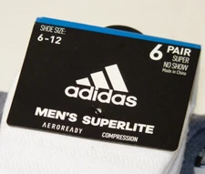 Adidas Mens Sneaker Socks 6-pack Super No Show SHOE SIZE 6-12 MEDIUM LARGE Sport