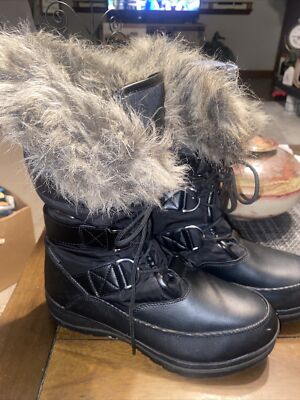 Lugz Tundra Water resistant Winter Chukka Boots Black/D.Brown/Cream Women's sz 9
