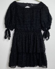 Lulus Women’s All This Drama Tiered Mini Skater Dress 3/4 Sleeves Size M