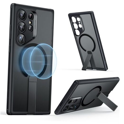 for Samsung Galaxy S24 Ultra Case with Kickstand, S24 Ultra 2024 Black + Stand