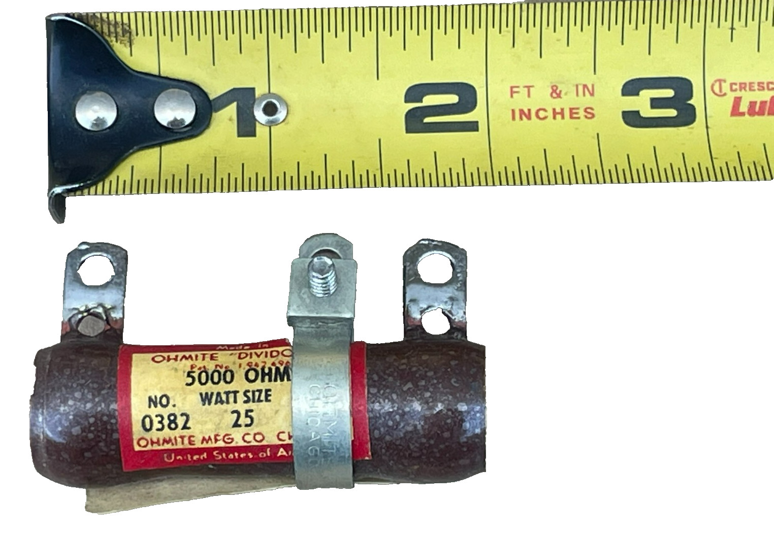 OHMITE 5000 Ohm 25 Watt Adjustable, Ceramic Power Resistor, 0382 (Lot of 2)