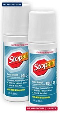 Stopain Pain Relief Roll On Gel 3oz (2 Pack) USA Made, Max Strength Fast Acting