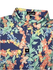 Bad Birdie Golf Polo Shirt Men s Large Floral Print Hawaiian Lei d Short Sleeve