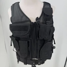 Yakeda Tactical Duty Vest MENS Zip Quick Release Adjustable Pockets Airsoft