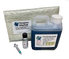 Fibreglass Repair kit 1kg Resin 10 sqft  Matting  Hardener Boat Roof Car VALUE