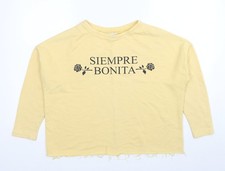 Womens UK Size S Pull Bear Yellow Pullover Sweatshirt