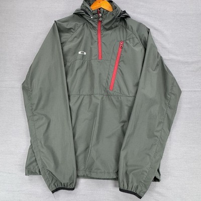 Oakley Power Hour Jacket Mens L Shadow Olive Packable 1/4 Zip Anorak Windbreaker