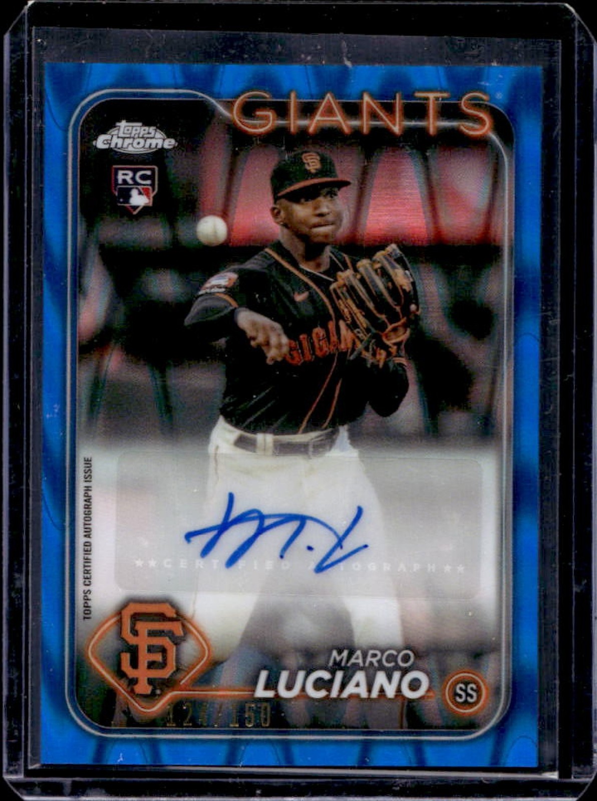 2024 Topps Chrome Update Marco Luciano Auto RC Blue RayWave Refractor #/150