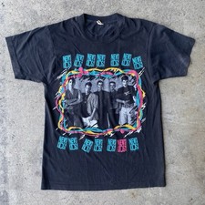 Vintage 1980s New Kids On the Block On Tour T Shirt Black Neon Screen Stars USA