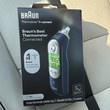 Braun ThermoScan 7 connect Bluetooth Digital Ear Thermometer w/ Case