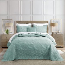 Oversized King Bedspread Quilted Coverlet Bedding Set Lightweight Thin Comforter