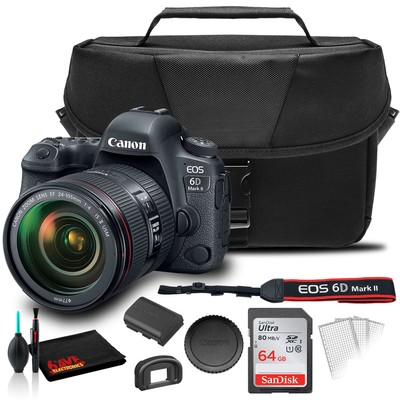 Canon 6D Mark II Camera W/ 24-105mm f/4L II Lens + Bag + Sandisk 64GB