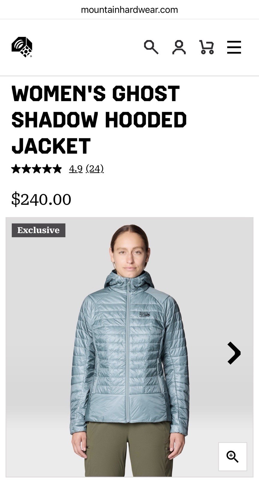 Mountain Hardware Ghost Shadow Hooded Jacket Silv… - image 1