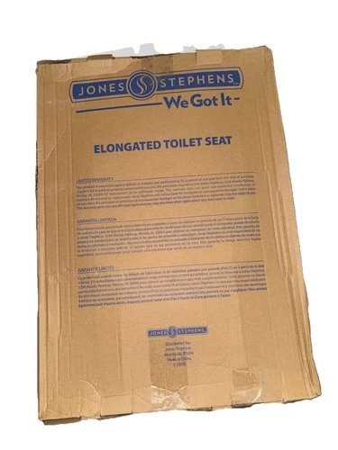 Jones Stephens Closed Front Elongated Plastic Toilet Seat W/Cover 18.5" White - Picture 8 of 9