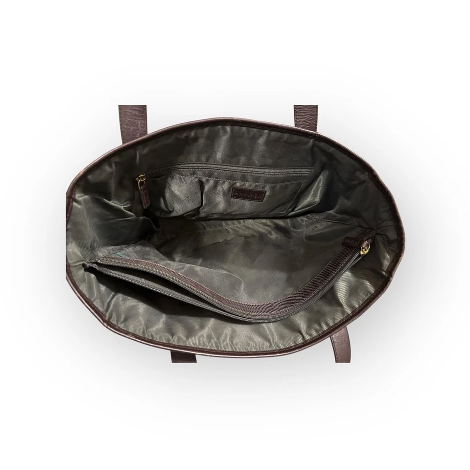 Bolso de Mano Vintage Años 90 Lauren Ralph Lauren Marrón/Verde Glen Cuadros Borde Gamuza Foto 3 de 4