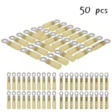 50PCS Marine Grade Heat Shrink Ring Terminals Waterproof Crimp Connectors Yellow