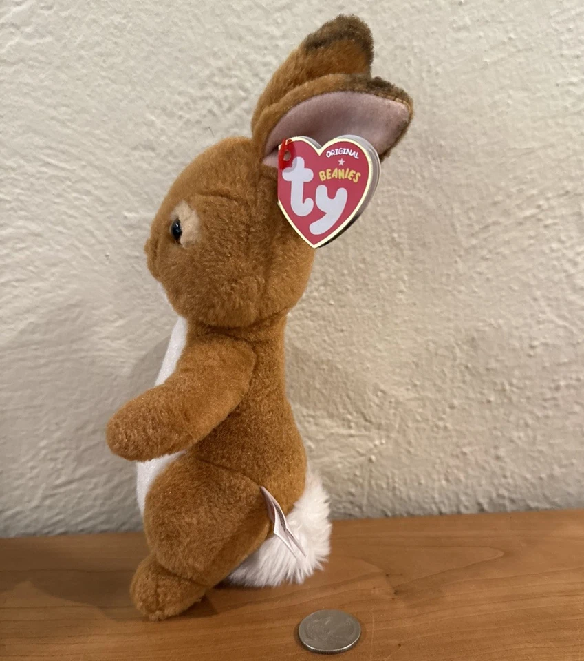 TY Peter Rabbit Plush Brown Beanbag Easter Decor 9" Heart Tag No Coat - Image 2 of 4