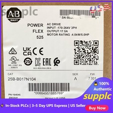 Allen-Bradley 25B-B017N104 PowerFlex 525 AC Drive 240VAC 5HP US Free Tax .