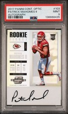 2017 Panini Contenders Optic Patrick Mahomes Rookie Ticket Auto PSA 9 Chiefs RC