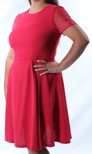 PHILOSOPHY Womens Pink Short Sleeve Below The Knee Fit + Flare Dress Size: 10