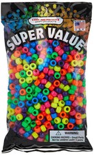 900 Neon Multi Pony Beads 6x9mm Assorted Colors Made in USA by The Beadery