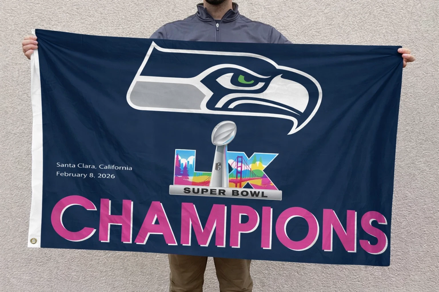 Seattle Seahawks Super Bowl LX Champions Flag Banner 2025 2026