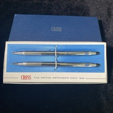Cross 3501 Pen and Pencil Set Chrome 3501 in Original Box with Norton Co Emblem