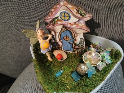 NEW FAIRY GARDEN GLASS RECTANGLED PLATE WITH MAGIC POTION BOTTLES