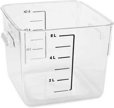 Commercial Products Space Saving Square Food Storage Container 6 Quart Clear