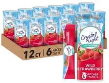 12 x Crystal Light Sugar-Free Wild Strawberry Low Calories Powdered Drink