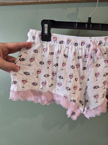 P.J. Pantalones cortos de pijama Salvage para mujer vino y rosas, blanco talla L - Imagen 2 de 6