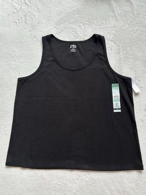 Terra & Sky Womens Plus Black Soft Stretch ScoopNeck Ribbed Tank Top Size 3X NWT