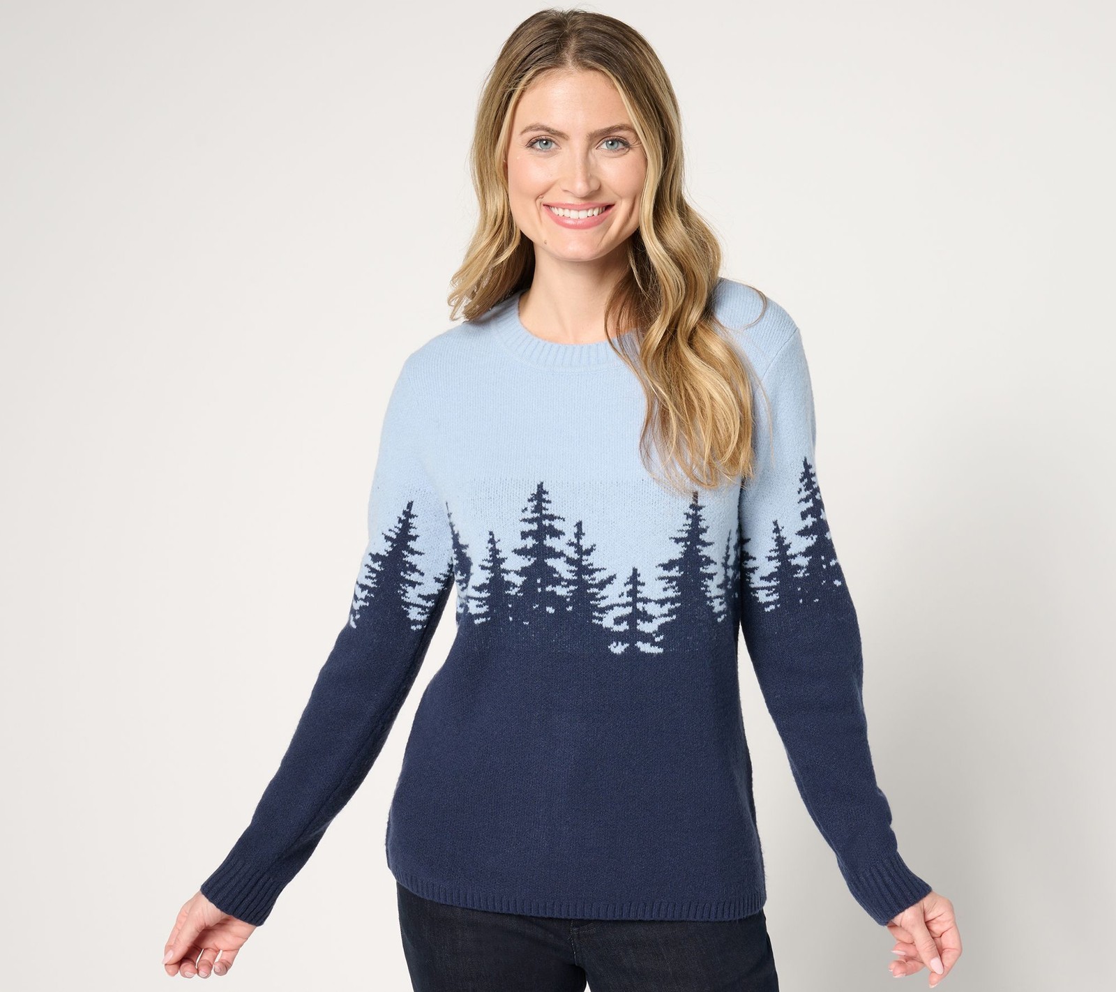 Denim & Co. Women's Top Plus Sz Sweater 2X Crewneck Multi-colored A673198