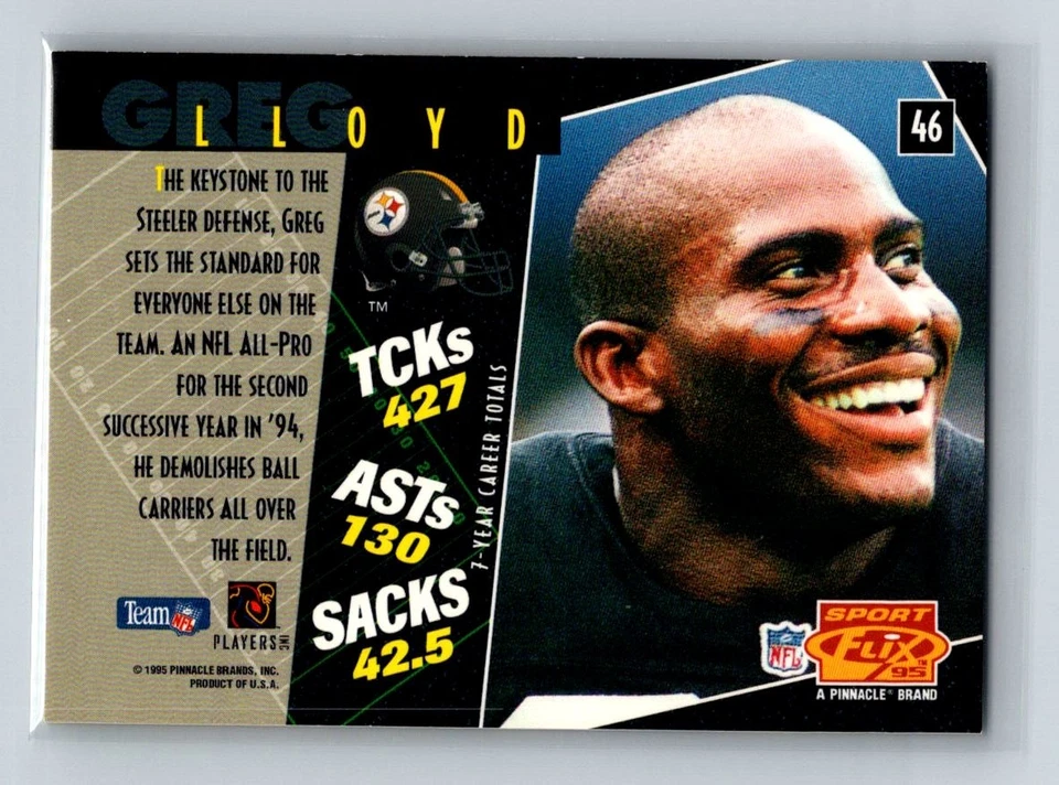 Greg Lloyd 1995 Sportflix #46 Pittsburgh Steelers - Image 2 of 2