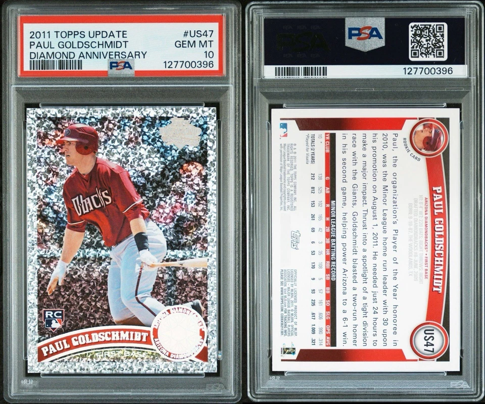 Paul Goldschmidt 2011 Topps Actualización Diamante Aniversario Novato RC PSA 10 GEMA COMO NUEVO Foto 3 de 3
