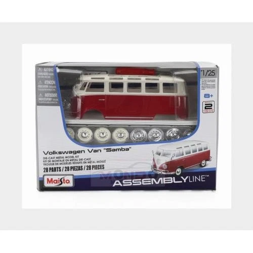 1:25 MAISTO Volkswagen T1 Samba Minibus 1962 Red Ivory MI39956-R-KIT - Immagine 2 di 2