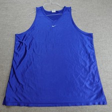 Nike Basketball Jersey Shirt XL Blue Center Swoosh Satin Made in USA