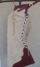 Men's Western Vintage Cowboy Chap Fringes Suede Leather Men Pant Riding Chaps