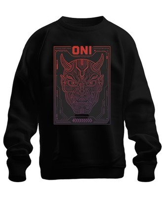 ONI Maske Japanisch Dämon Cyberpunk Techwear Teufel Hannya Sweatshirt Pullover