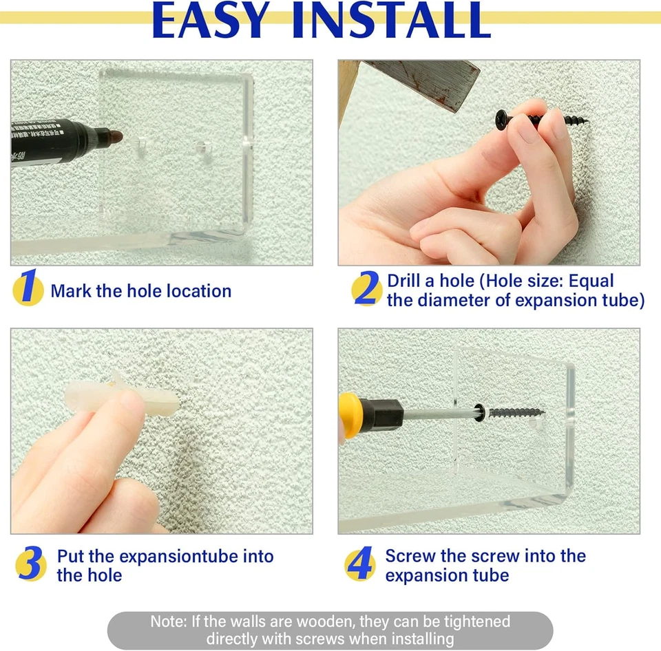 30 Pack Floating Acrylic Shoe Display Shelves Wall Mounted for Closet (Rectangul - Image 4 of 4