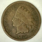 1908 S Indian Head Bronze Cent 1c US Type Coin Fine Circulated San Francisco